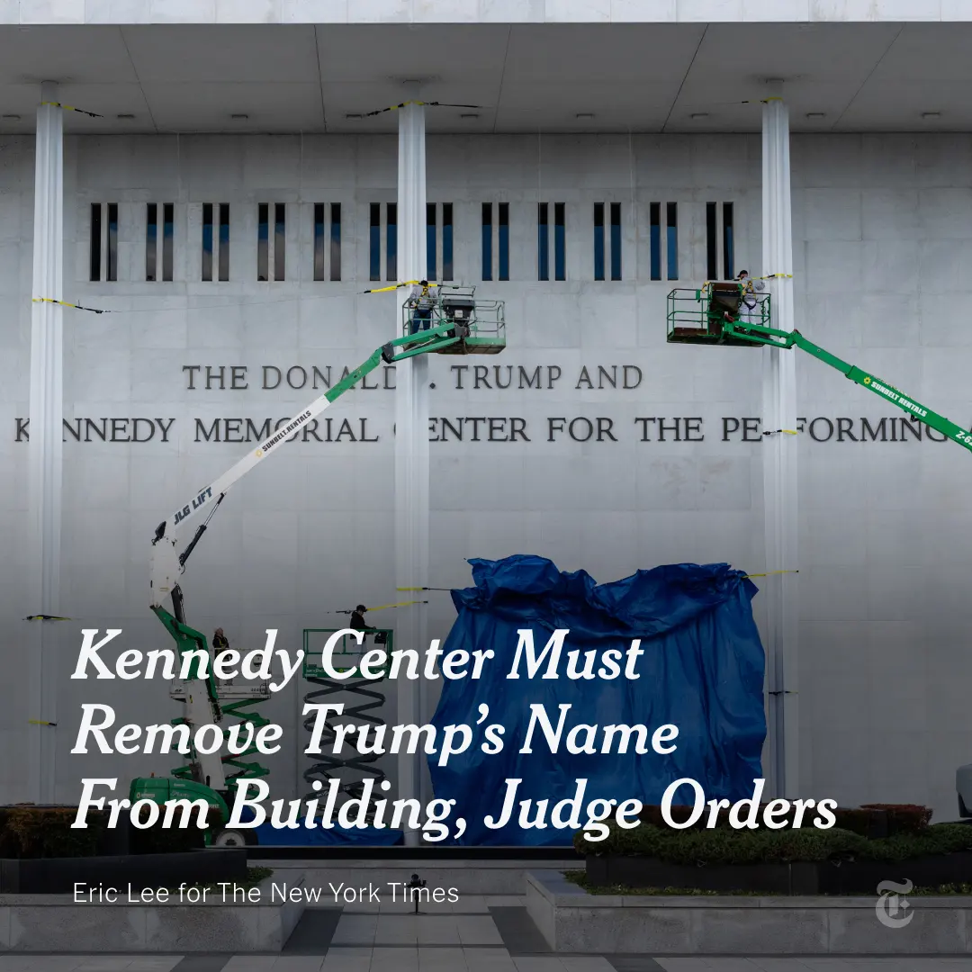 A judge ordered the Kennedy Center to remove President Trump’s name, ruling that it had been added …