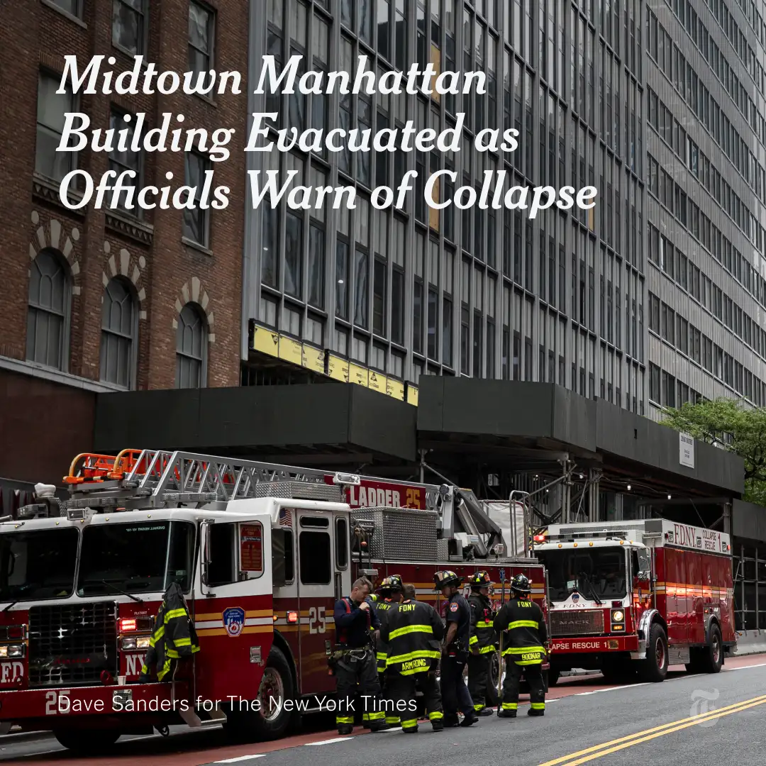A former office tower undergoing construction near Grand Central Terminal was at risk of collapse o…