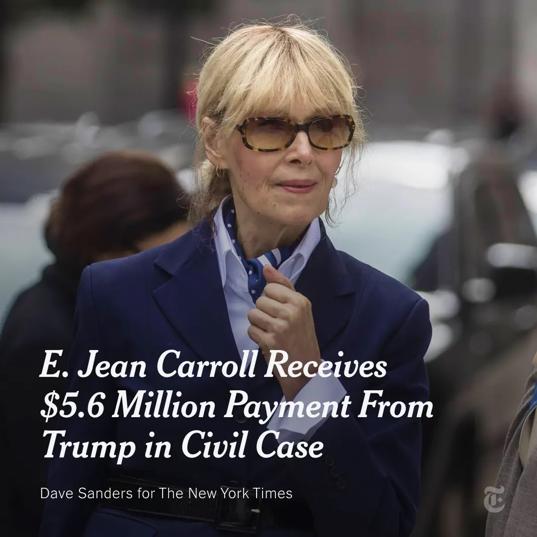 Breaking News: President Trump paid E. Jean Carroll $5.6 million after he was found liable for sexu…